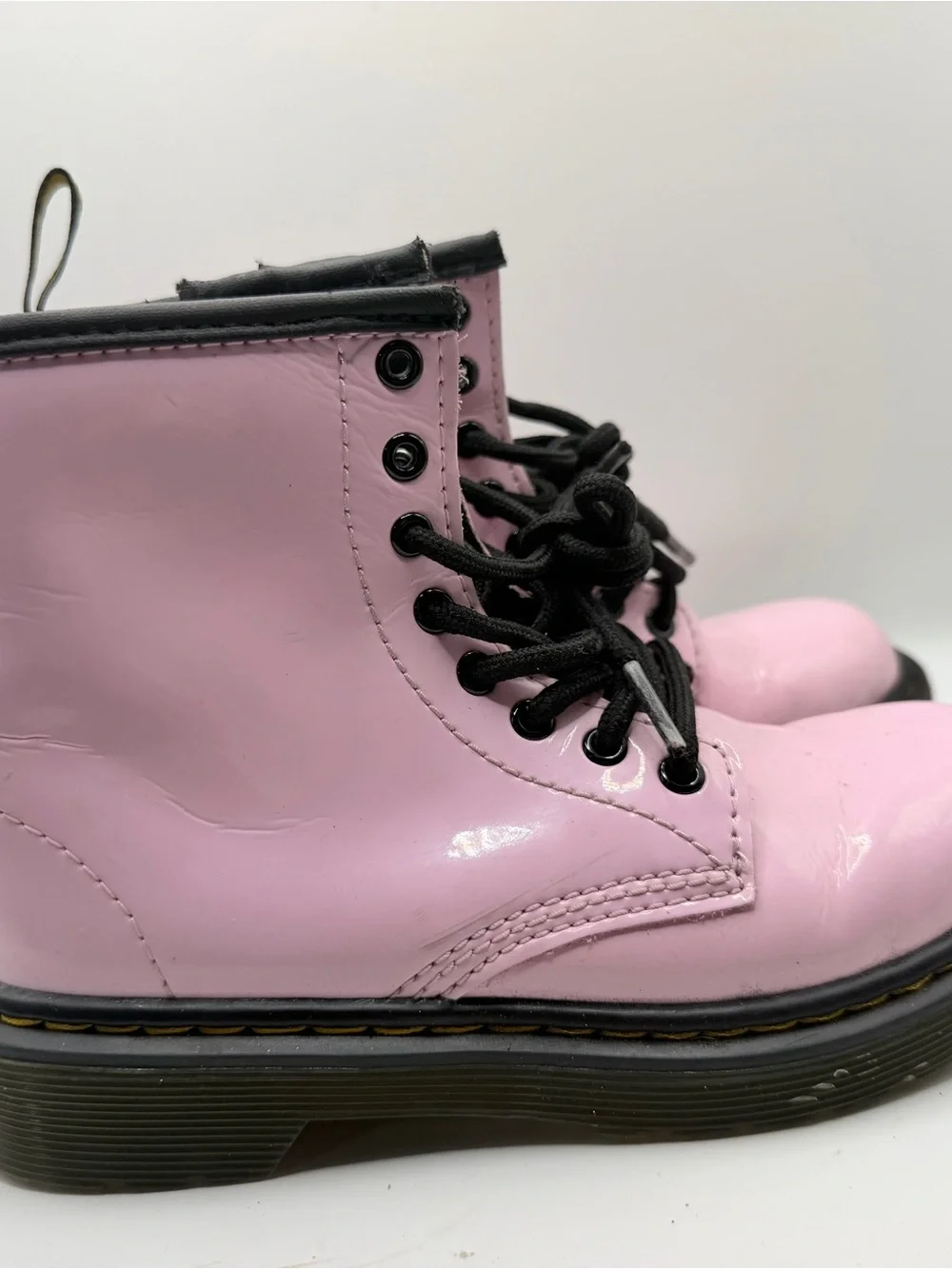 Dr. Martens Pink Lace-Up Kids Boots with Black Trim